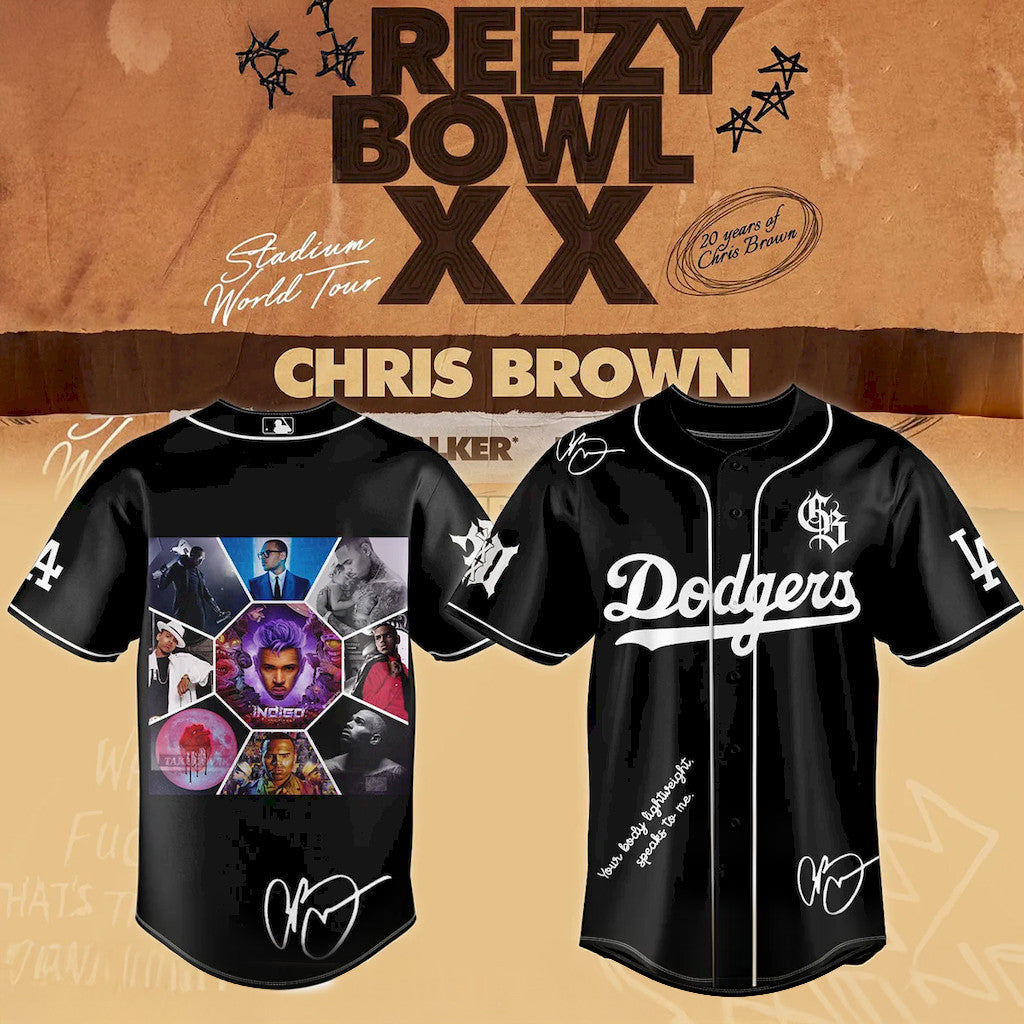 Chris Brown X Dodgers Baseball Jersey Chris Brown Reezy Bowl XX Tour Merch Fan Gifts