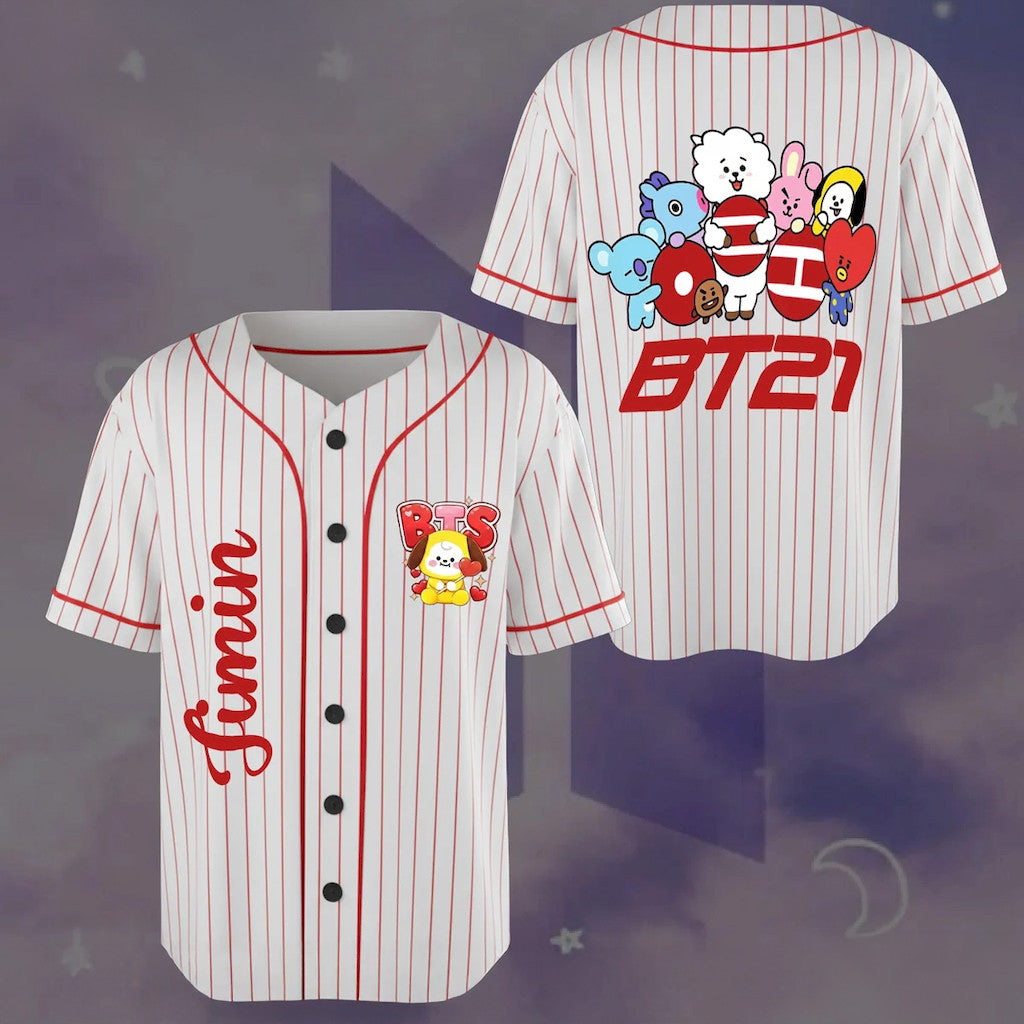 BTS BT21 Baseball Jersey Jimin Jersey 2026 BTS World Tour Arirang Merch Gift For Kpop Fans