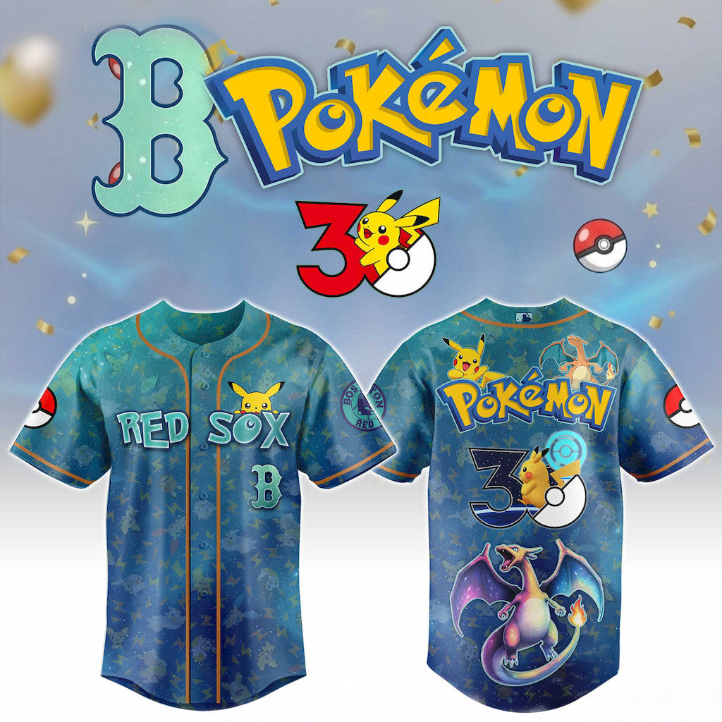 Boston Red Sox X Pokemon Day 2026 Baseball Jersey Red Sox Merch Gift Ideas For Son