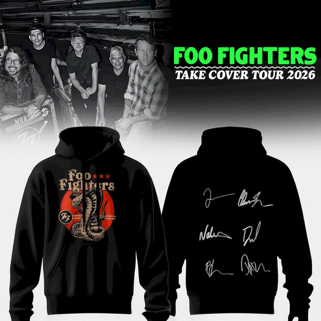 Foo Fighters Take Cover Tour 2026 Merch Cobra Hoodie Foo Fighters Merch Signature Fan Gifts