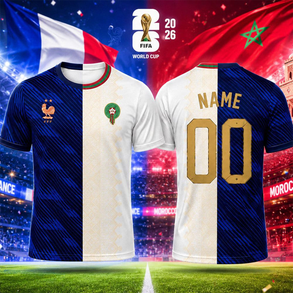 Personalized France X Morocco World Cup 2026 Jersey Game Day Merch Gift For Football Lovers