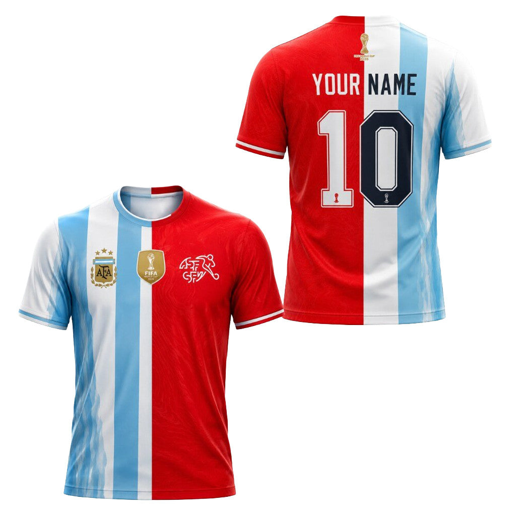 Personalized Argentina X Switzerland 2026 FIFA World Cup Mashup Jersey Shirt Game Day Merch