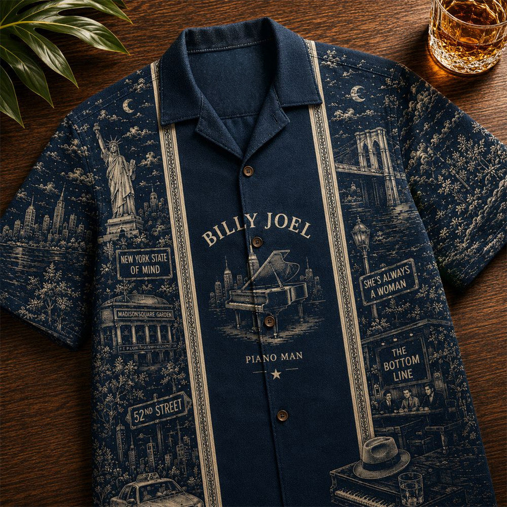 Billy Joel Luxury Designer Brand Inspired Hawaiian Shirt Billy Joel Merch Special Gift For Dad