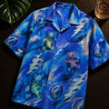 Grateful Dead Dancing Bears Painterly Blue Lightning Skull Hawaiian Shirt Grateful Dead Merch
