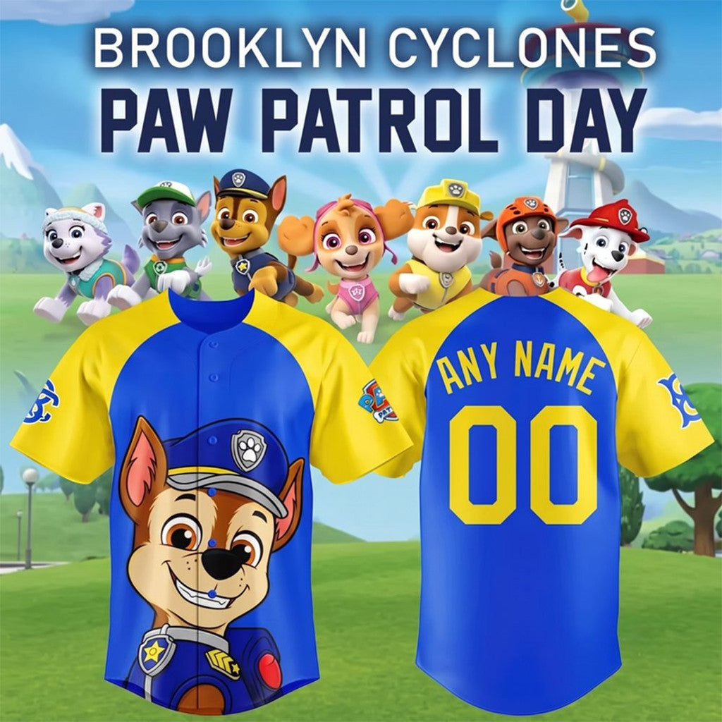 Personalized Brooklyn Cyclones 2026 Paw Patrol Day Baseball Jersey Cyclones Merch Gift For Son