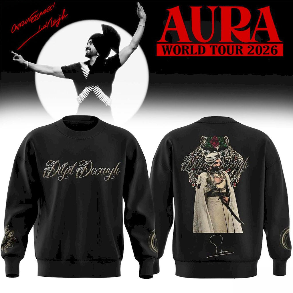 Diljit Dosanjh AURA World Tour 2026 Sweatshirt Diljit Dosanjh Concert Merch Gift For Fans