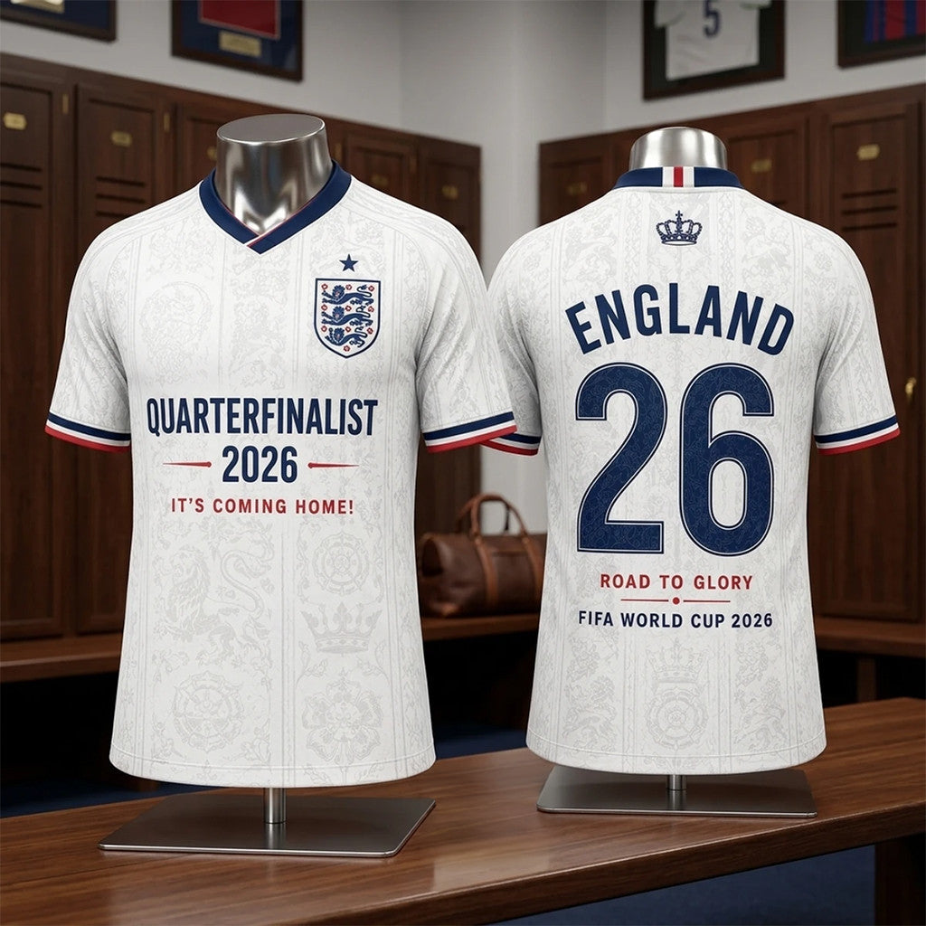 England FIFA World Cup 2026 Quarterfinalist Football Jersey Shirt England Team Merch Fan Gifts