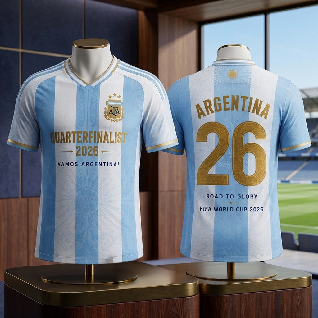 Argentina FIFA World Cup 2026 Quarterfinalist Football Jersey Shirt Gift For Argentina Team Fan