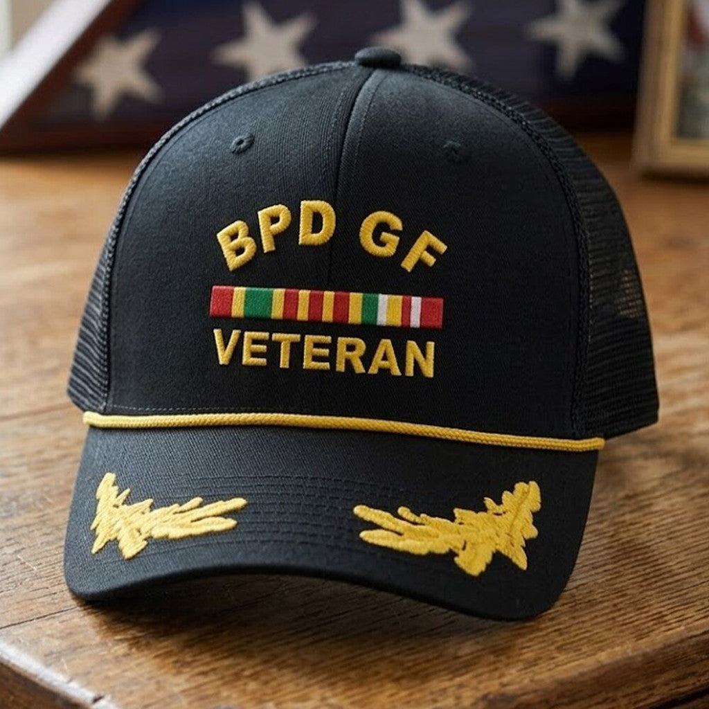 BPD GF Veteran Trucker Hat Military Cap 2026 Gift Ideas For Veteran Dad