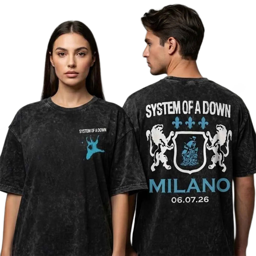System Of A Down Milano Coca-Cola Festival T-Shirt Lion Logo Washed Shirt SOAD Merch 2026 - Loomnari
