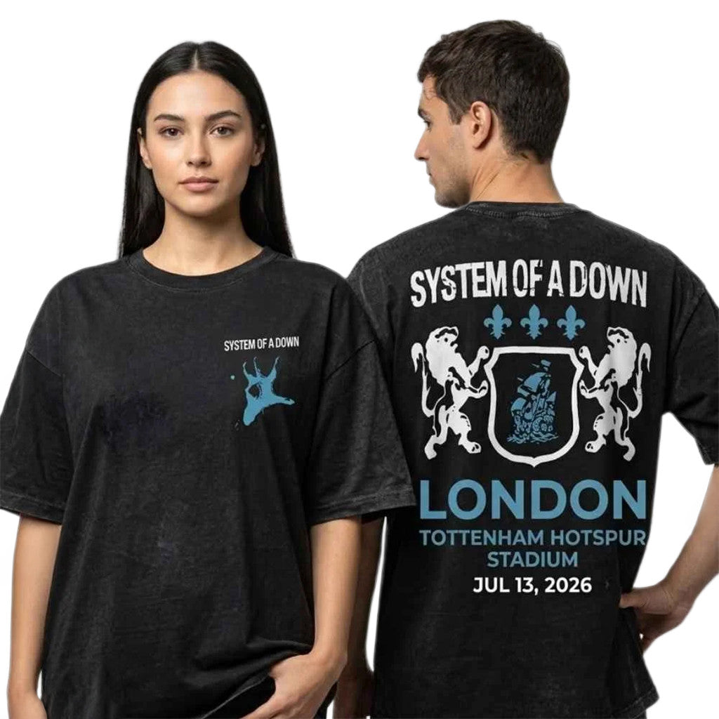 System Of A Down Live In London On July 13 2026 Lion Logo Washed T-Shirt SOAD Merch Fan Gifts - Loomnari