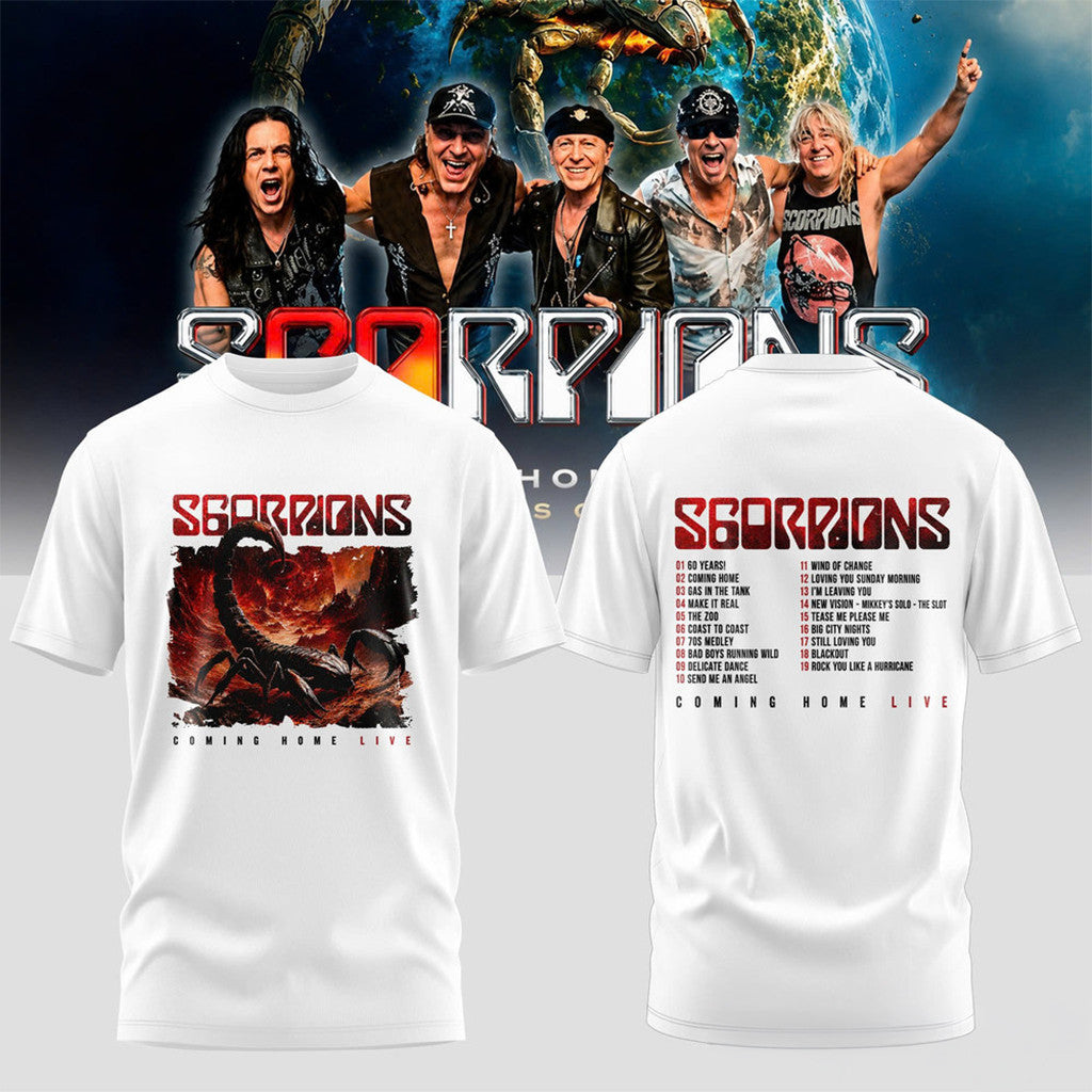 Scorpions Coming Home 2026 World Tour T-Shirt Scorpions Merch Gifts For Rock Band Fans - Loomnari