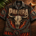 Pantera Stained Glass Heavy Metal 2026 Hawaiian Shirt Pantera Merch Gift For Band Fans - Loomnari