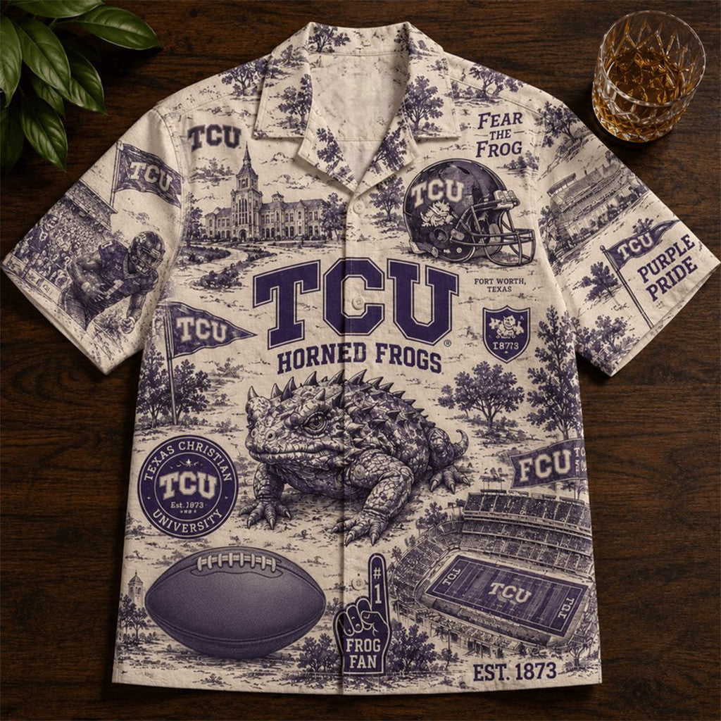 TCU Horned Frogs Football 2026 Hawaiian Shirt Horned Frogs Merch Football Fan Gift For Men - Loomnari