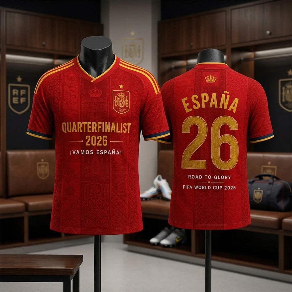 Spain FIFA World Cup 2026 Quarterfinalist Football Jersey Spain National Team Merch Fan Gifts - Loomnari