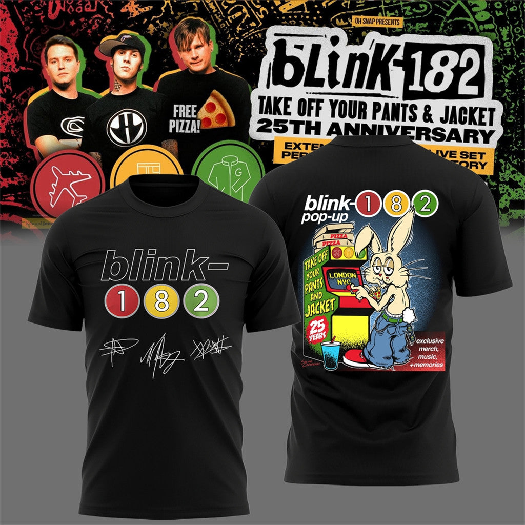 Blink-182 Merch 2026 Take Off Your Pants And Jacket 25Th Anniversary Day Pop-Up Shirt Signed - Loomnari