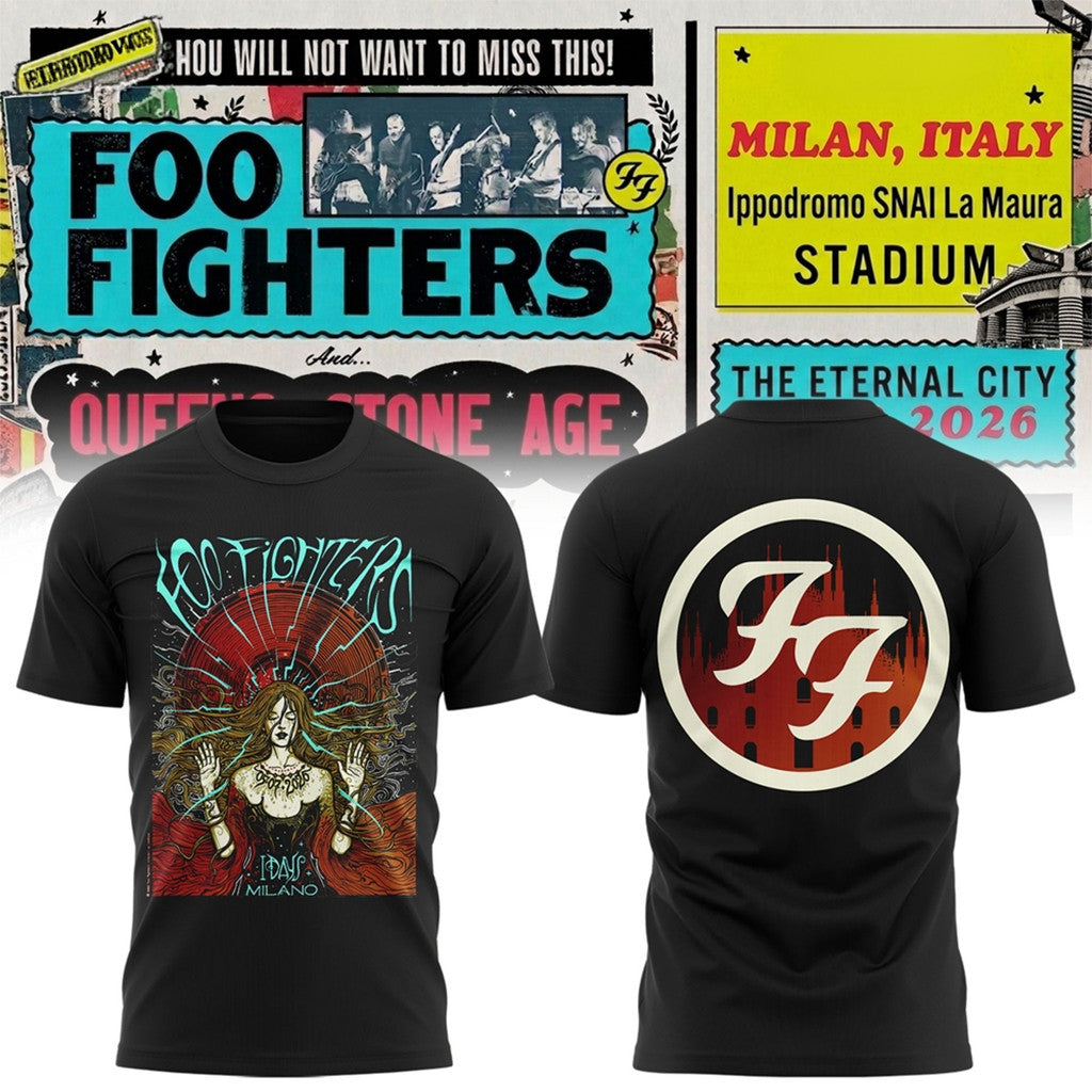 Foo Fighters Take Cover Tour Milano 2026 T-Shirt Foo Fighters Merch Best Gifts For Music Fans - Loomnari