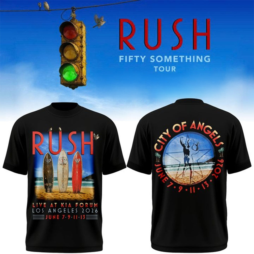 RUSH Merch Los Angeles Fifty Something Tour 2026 T-Shirt Gift For Rock Band Fans - Loomnari
