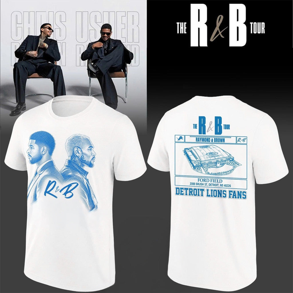 Chris Brown And Usher Raymond X Detroit Lions The R&B Tour At Ford Field 2026 T-Shirt Fan Merch - Loomnari