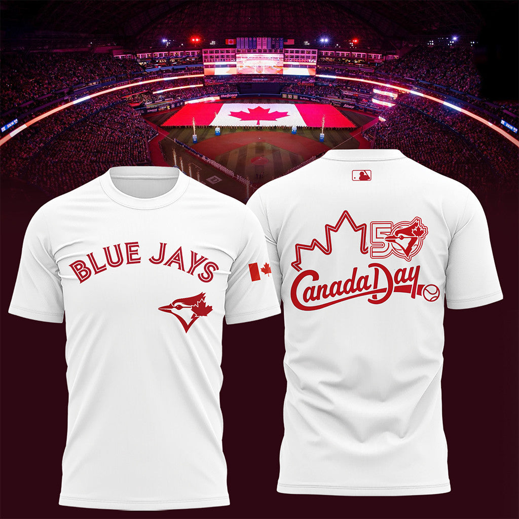 Toronto Blue Jays Canada Day 2026 T-Shirt White Blue Jays Merch Cool Gift For Baseball Fans - Loomnari