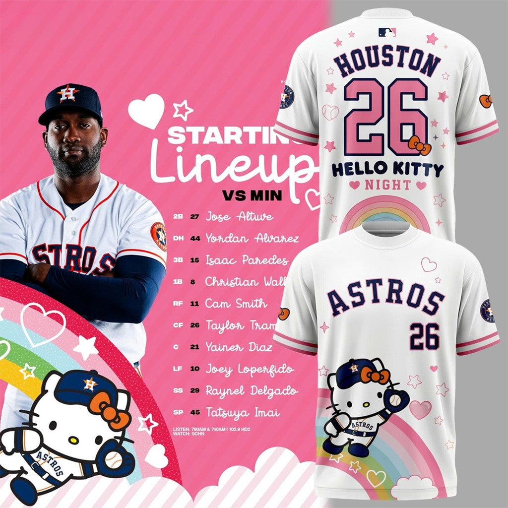 Houston Astros X Hello Kitty Night 2026 Shirt Houston Astros Merch Adorable Gifts For Fans - Loomnari