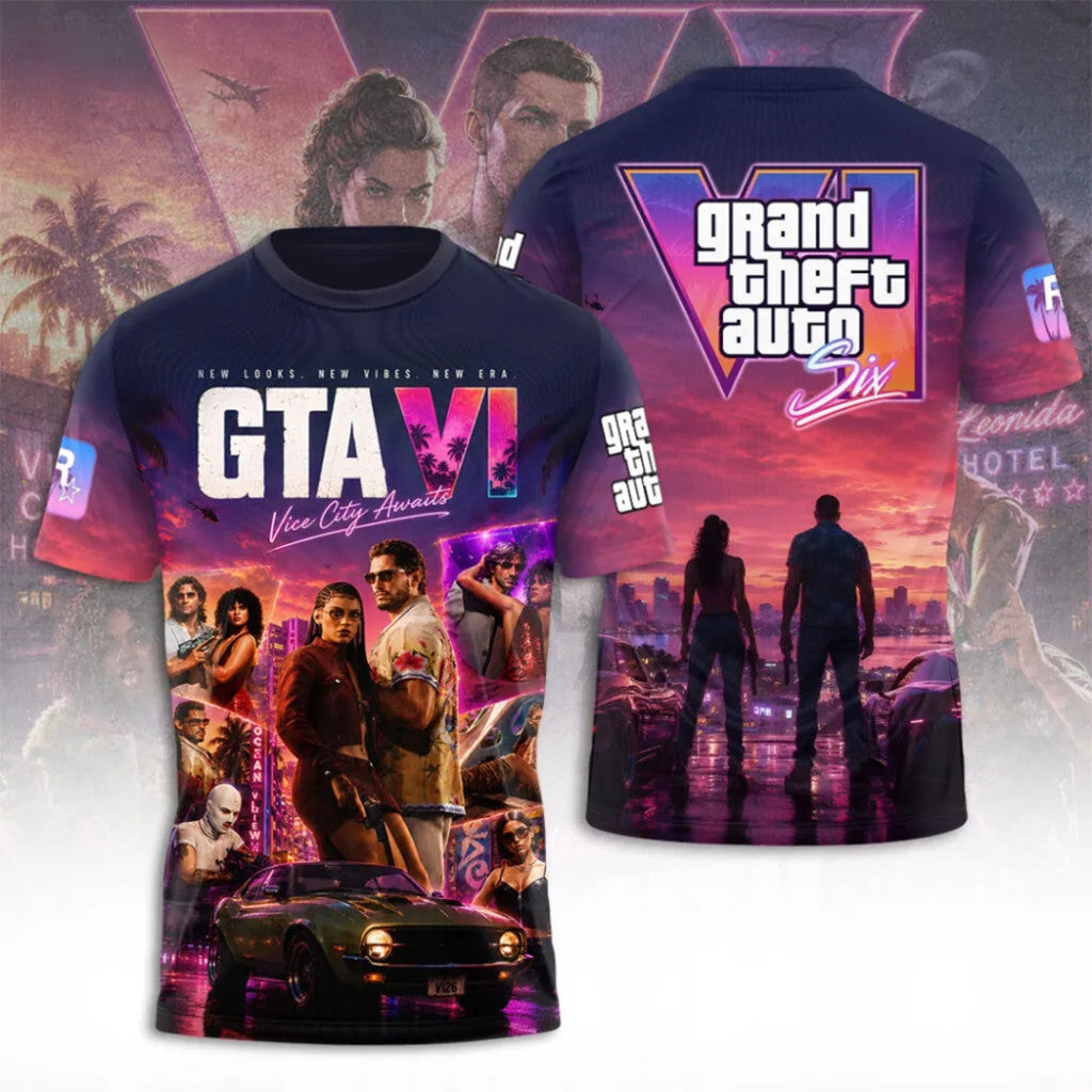 Grand Theft Auto VI Vice City Awaits T-Shirt GTA 6 Merch 2026 Present For Brothers - Loomnari