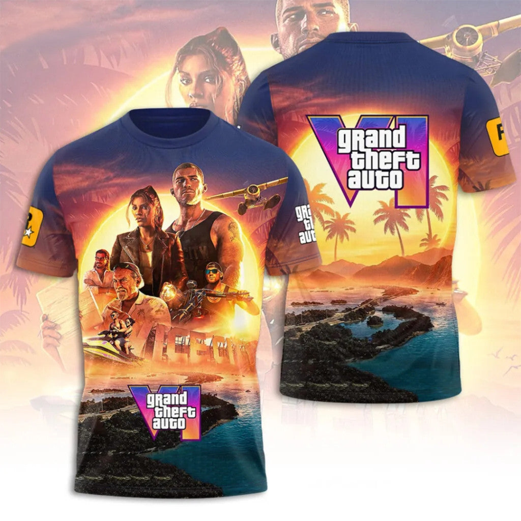 GTA 6 Merch 2026 Grand Theft Auto VI T-Shirt Game Lover Shirt Gifts For Brothers - Loomnari