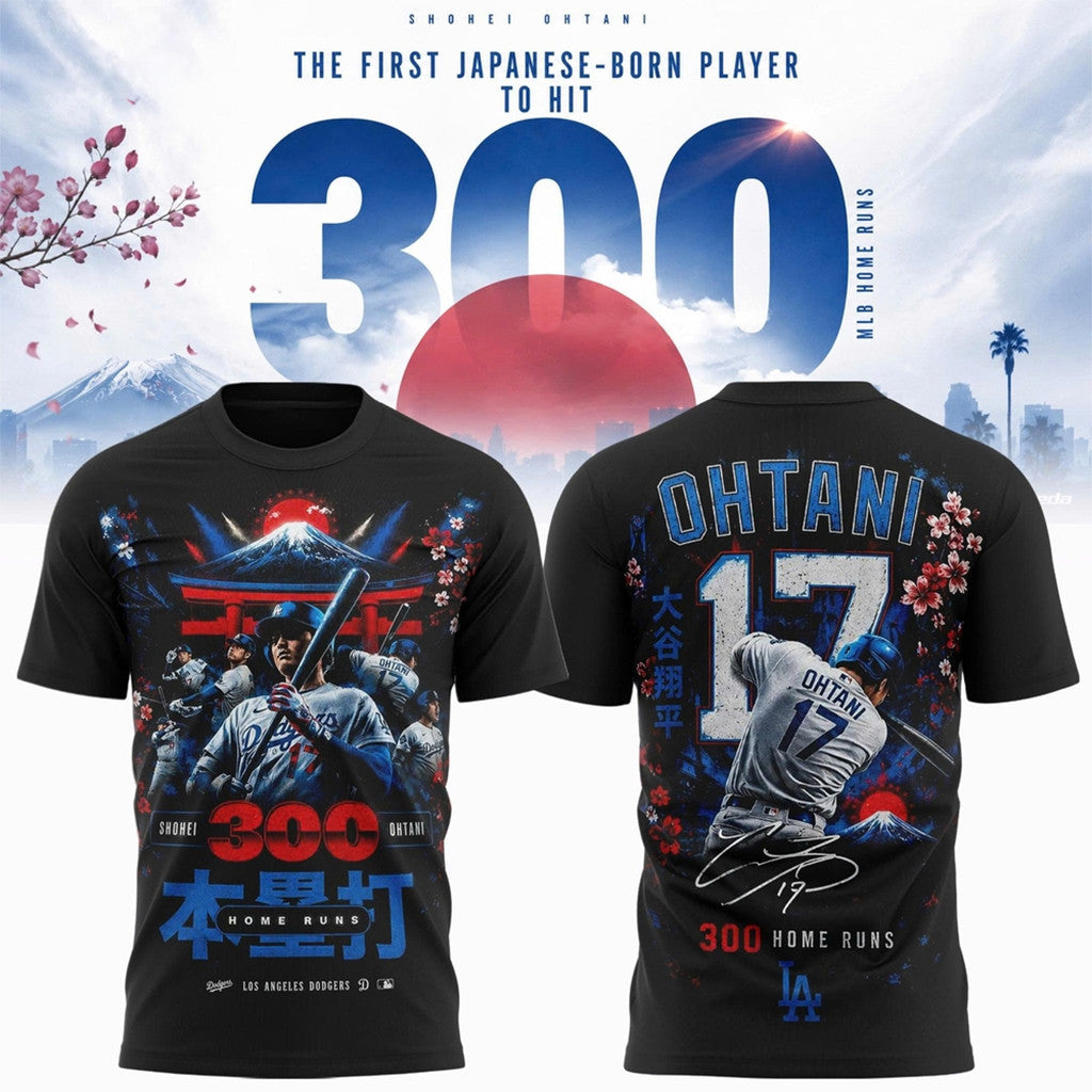 Shohei Ohtani 300 Home Runs Mount Fuji Cherry Blossom Shirt 2026 Shohei Ohtani Merch Fan Gifts - Loomnari