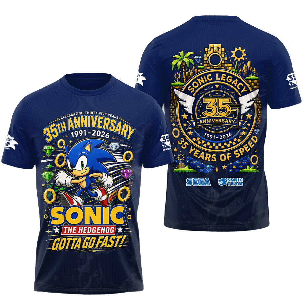 Sonic The Hedgehog 35Th Anniversary Forever Fast T-Shirt Sonic The Hedgehog Merch Gifts - Loomnari