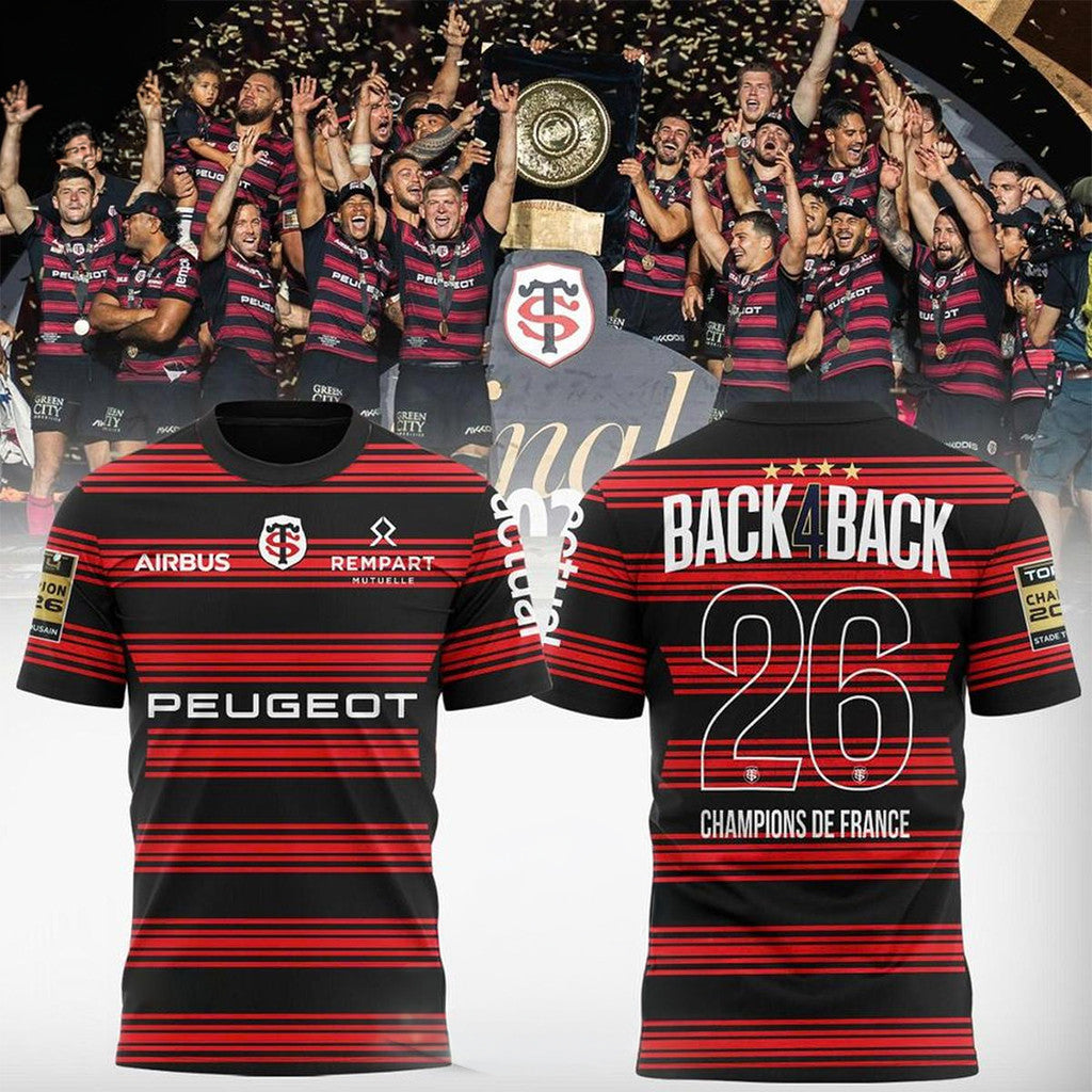 Stade Toulousain Rugby 2026 4 In A Row Champions T-Shirt Birthday Presents For Boyfriend - Loomnari