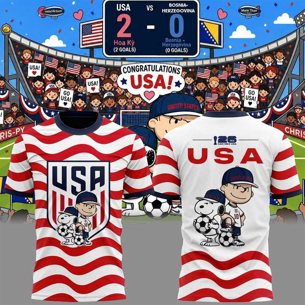 US Soccer X Peanuts Snoopy 2026 T-Shirt USMNT World Cup Merch Best Gift For Soccer Fans - Loomnari