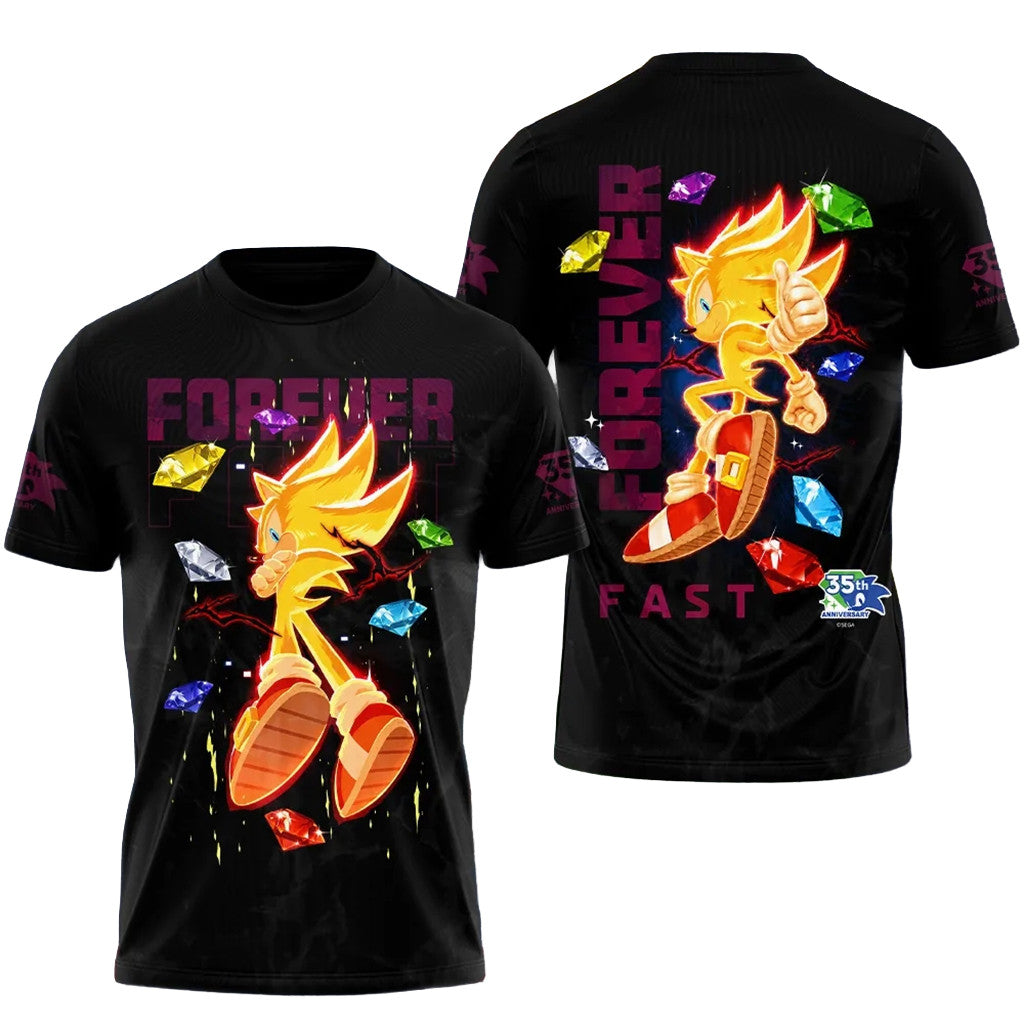 Sonic The Hedgehog 35Th Anniversary Forever Fast T-Shirt Sonic The Hedgehog Merch BFF Gifts - Loomnari