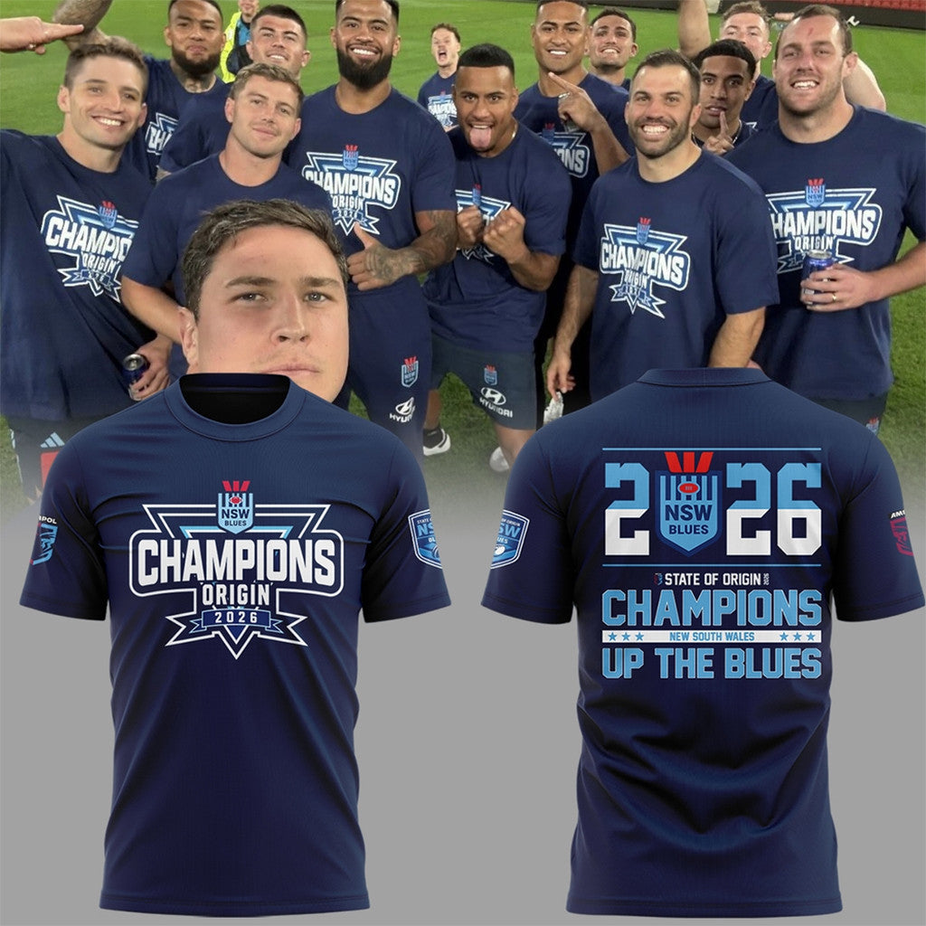 NSW Blues 2026 State Of Origin Champions T-Shirt NSW Blues Merch Rugby Fan Gifts For Him - Loomnari