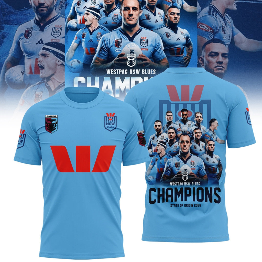 NSW Blues 2026 State Of Origin Champions T-Shirt NSW Blues Merch Gift For Brothers - Loomnari
