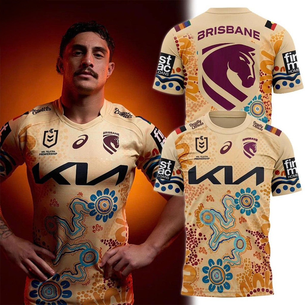Brisbane Broncos Indigenous Round 2026 Jersey Shirt Brisbane Broncos Merch Rugby Fan Apparel - Loomnari