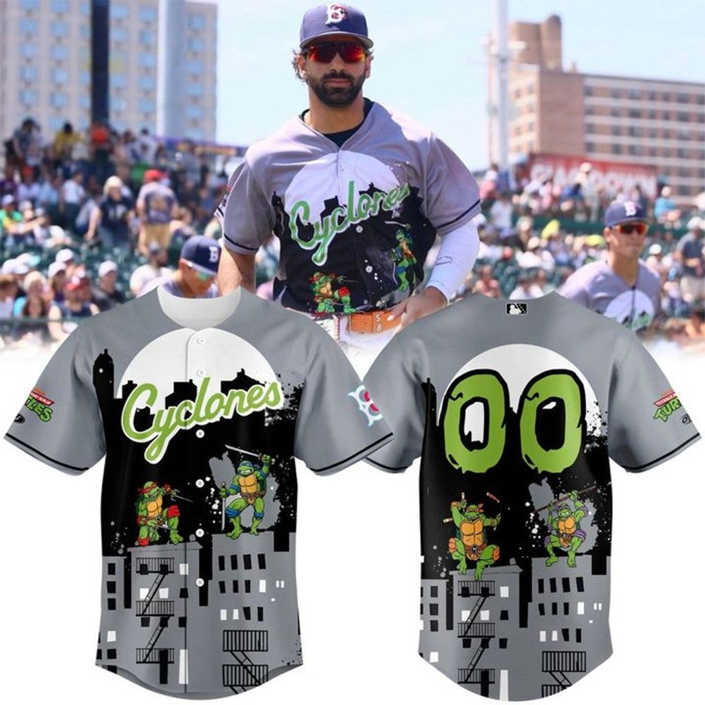 Custom Brooklyn Cyclones 2026 Teenage Mutant Ninja Turtles Baseball Jersey Cyclones Merch - Loomnari