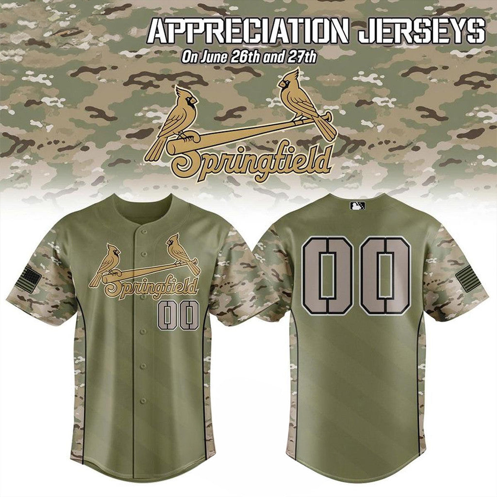Custom Springfield Cardinals 2026 Military Appreciation Night Jersey Fan Merch Veteran Gifts - Loomnari