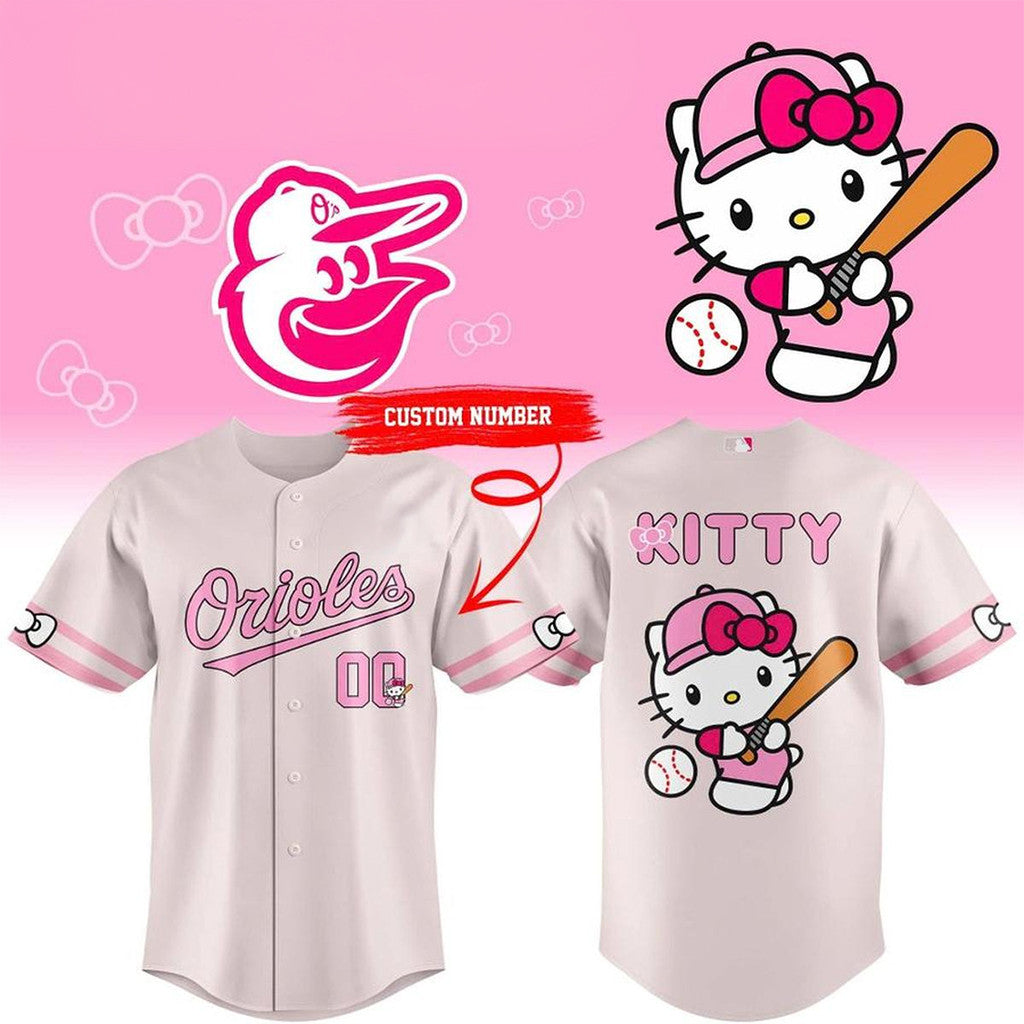 Personalized Baltimore Orioles X Hello Kitty Night 2026 Baseball Jersey Orioles Merch Cute Gift - Loomnari