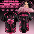 ANNA Million Dollar Babe Tour Black Pink Flame Baseball Jersey 2026 ANNA Merch Gift For Fans - Loomnari