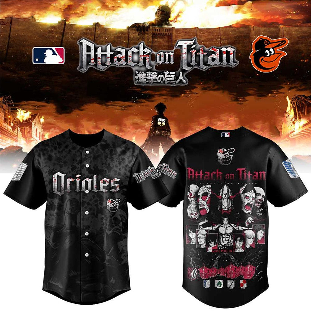 Baltimore Orioles X Attack On Titan 2026 Baseball Jersey Baltimore Orioles Merch Fan Gifts - Loomnari