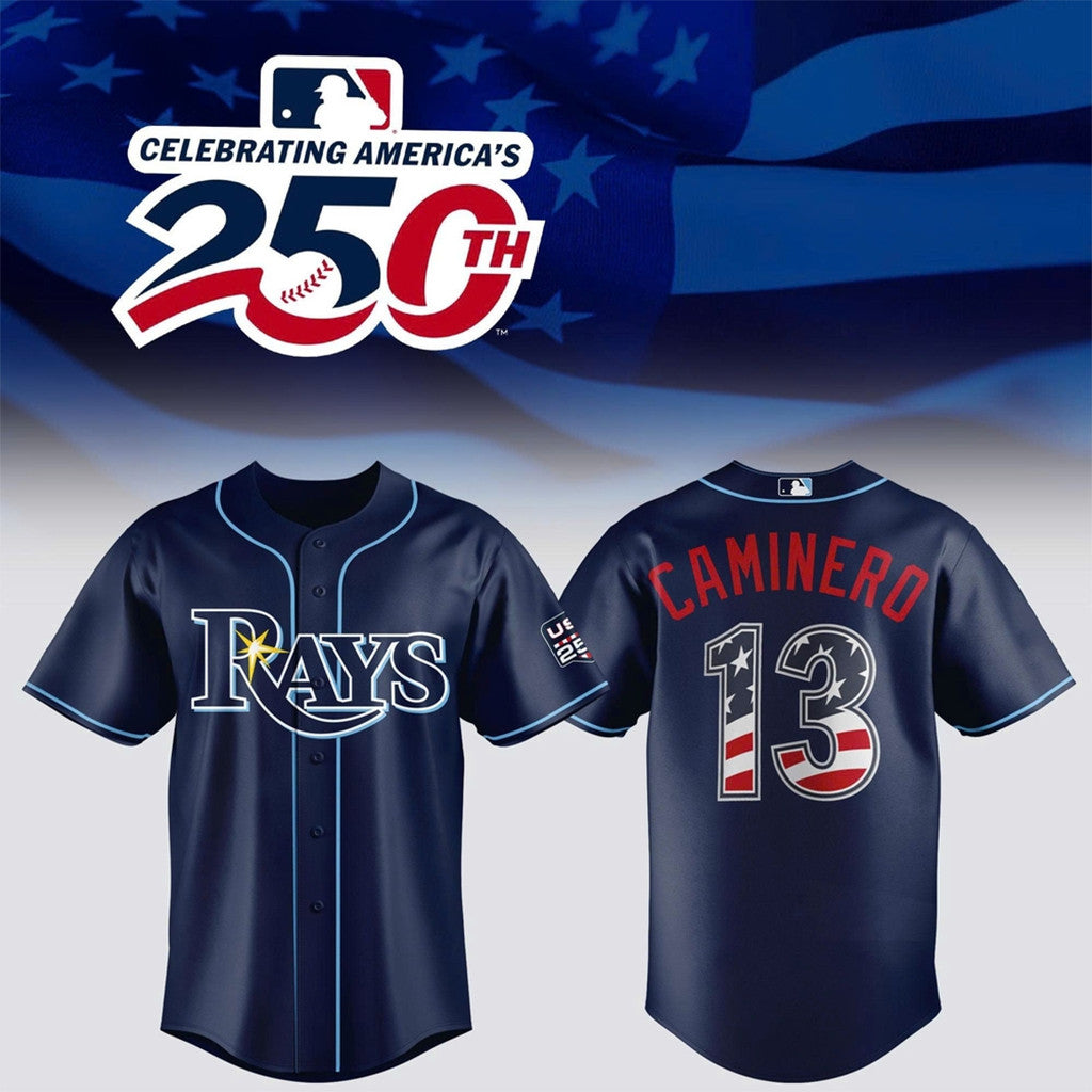 #13 Caminero Jersey Tampa Bay Rays America 250Th Anniversary 2026 Baseball Jersey Rays Merch - Loomnari