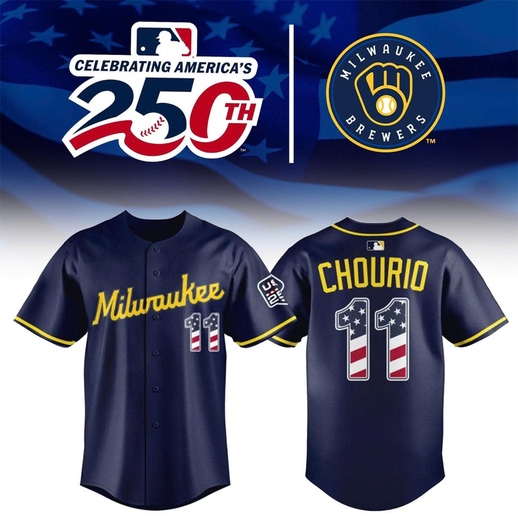 Jackson Chourio Jersey Shirt #11 Milwaukee Brewers America 250Th Anniversary 2026 Jersey - Loomnari