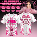 Anna Million Dollar Babe Tour White Pink Flame Baseball Jersey 2026 Anna Merch Gift For Rap Fan - Loomnari