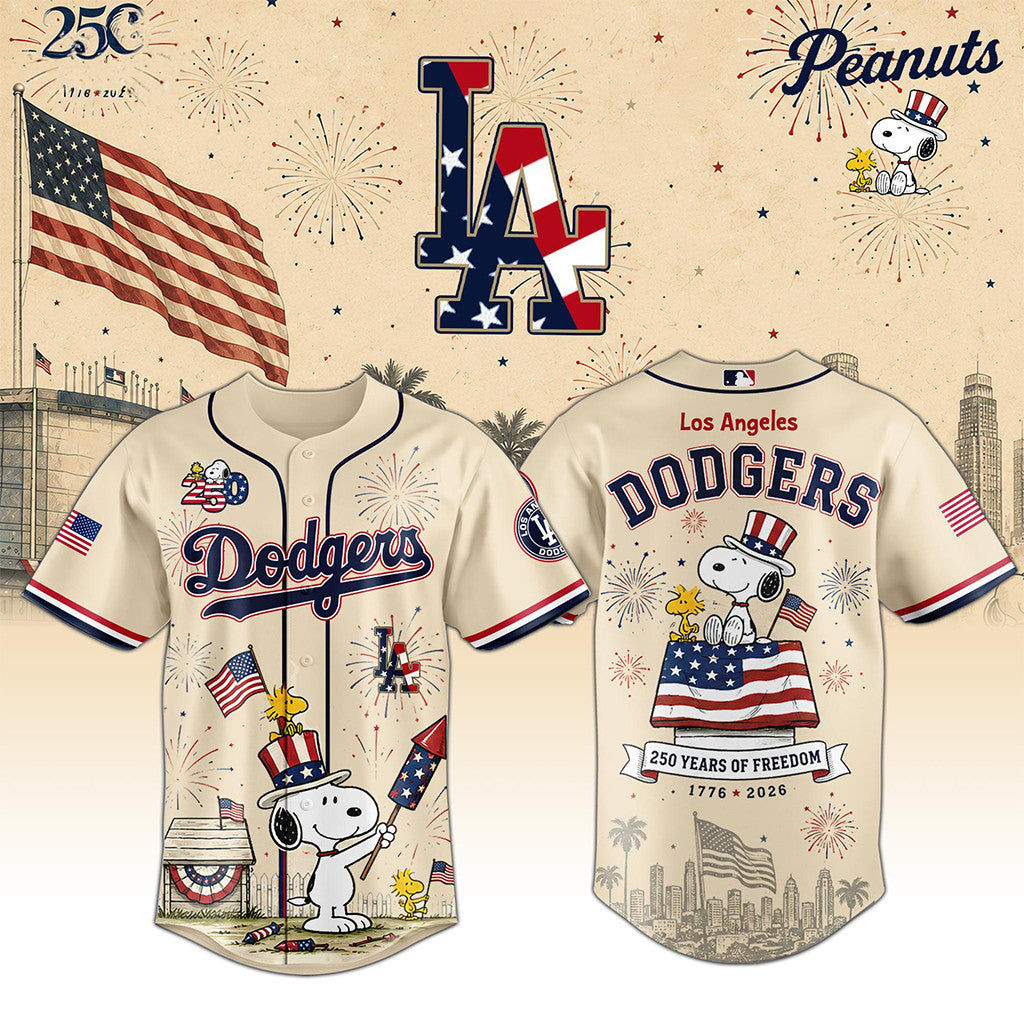 Los Angeles Dodgers Peanuts USA 250Th Anniversary 2026 Baseball Jersey LA Dodgers Merch - Loomnari