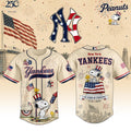 New York Yankees Peanuts USA 250Th Anniversary 2026 Jersey NY Yankees Merch Patriotic Gifts - Loomnari