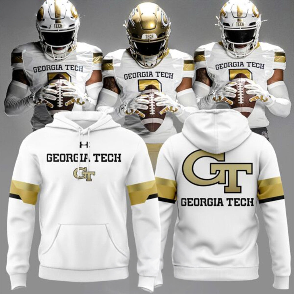 Georgia Tech Football 2026 New White Hoodie Georgia Tech Merch Gift For Football Fans - Loomnari
