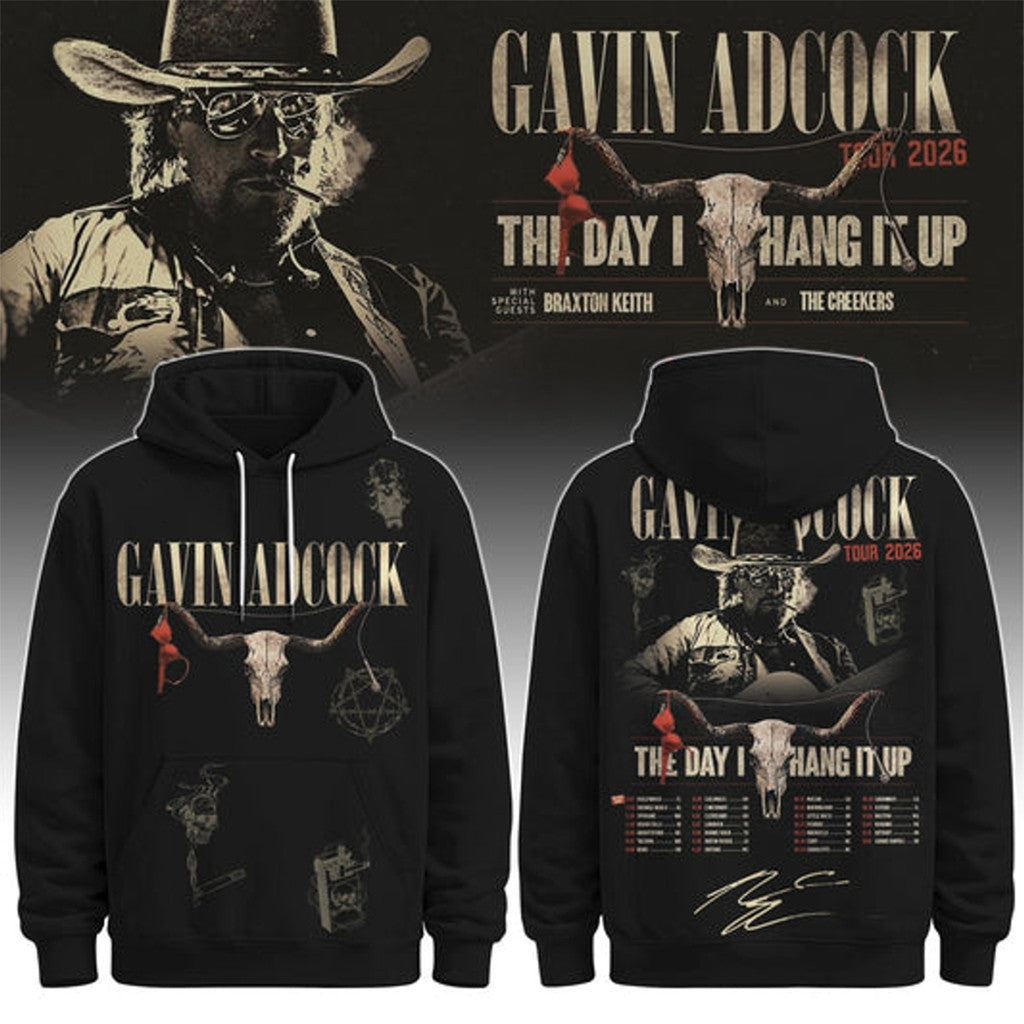 Gavin Adcock Steer Skull Hoodie Gavin Adcock Tour 2026 Merch Signature Gift For Music Fans - Loomnari