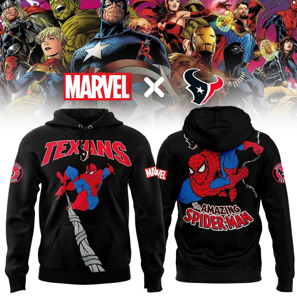 Houston Texans X Amazing Spider Man Edition Hoodie 2026 Houston Texans Merch Gift For Dudes - Loomnari