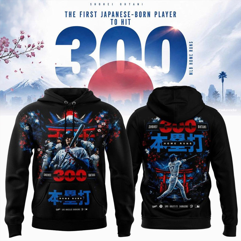 Los Angeles Dodgers Shohei Ohtani 300 Home Runs Cherry Blossom Hoodie Gift For Baseball Fan - Loomnari