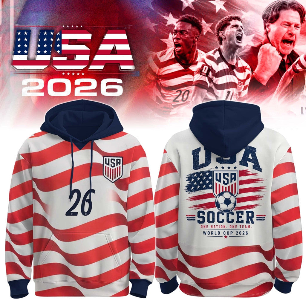 USA FIFA World Cup 2026 Merch USA Soccer One Nation One Team Hoodie USMNT Merch Fan Gifts - Loomnari